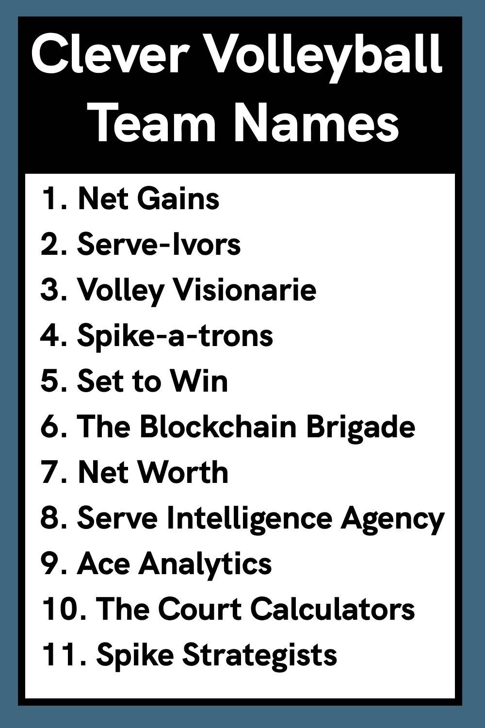 Clever Volleyball Team Names:
