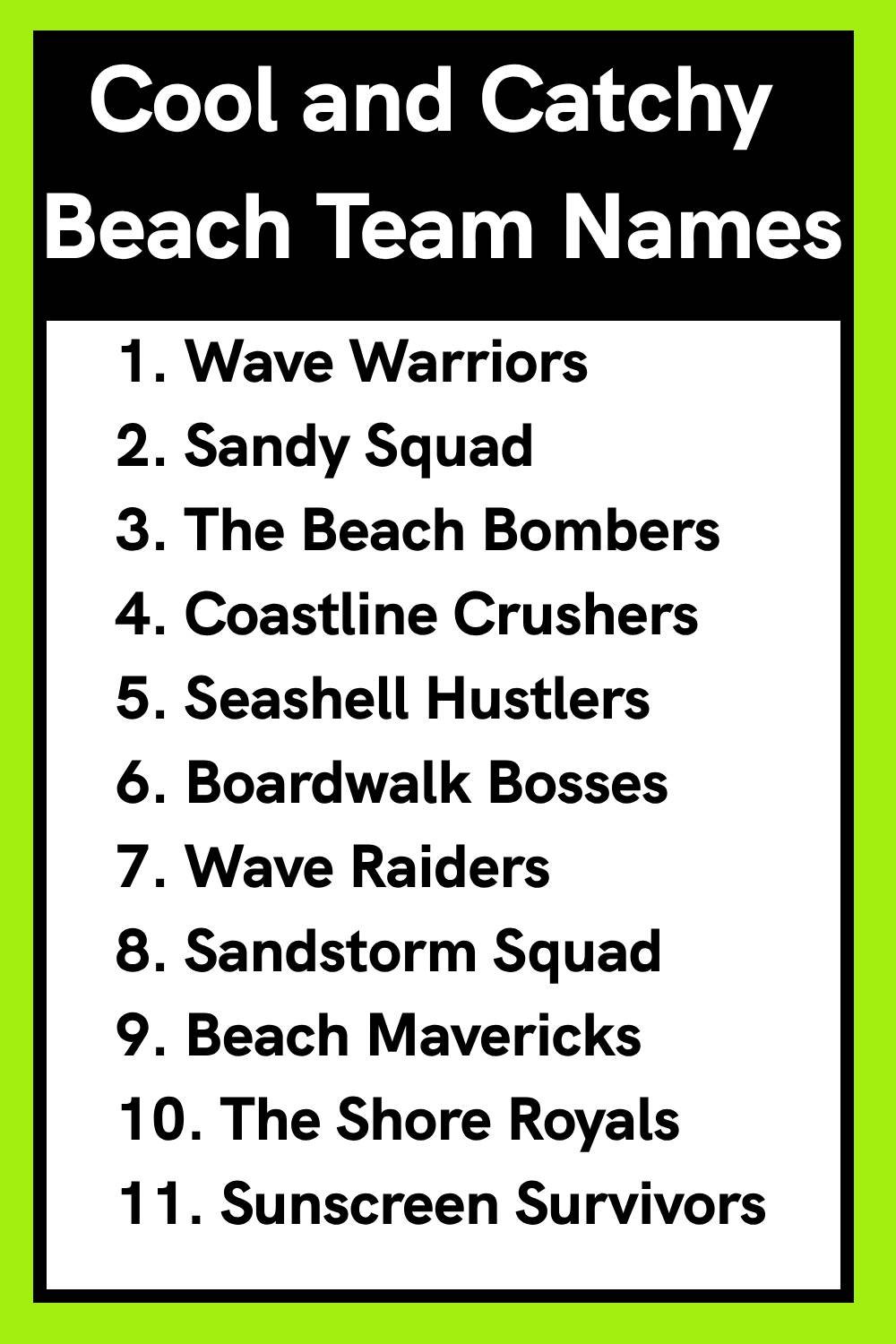 Cool and Catchy Beach Team Names