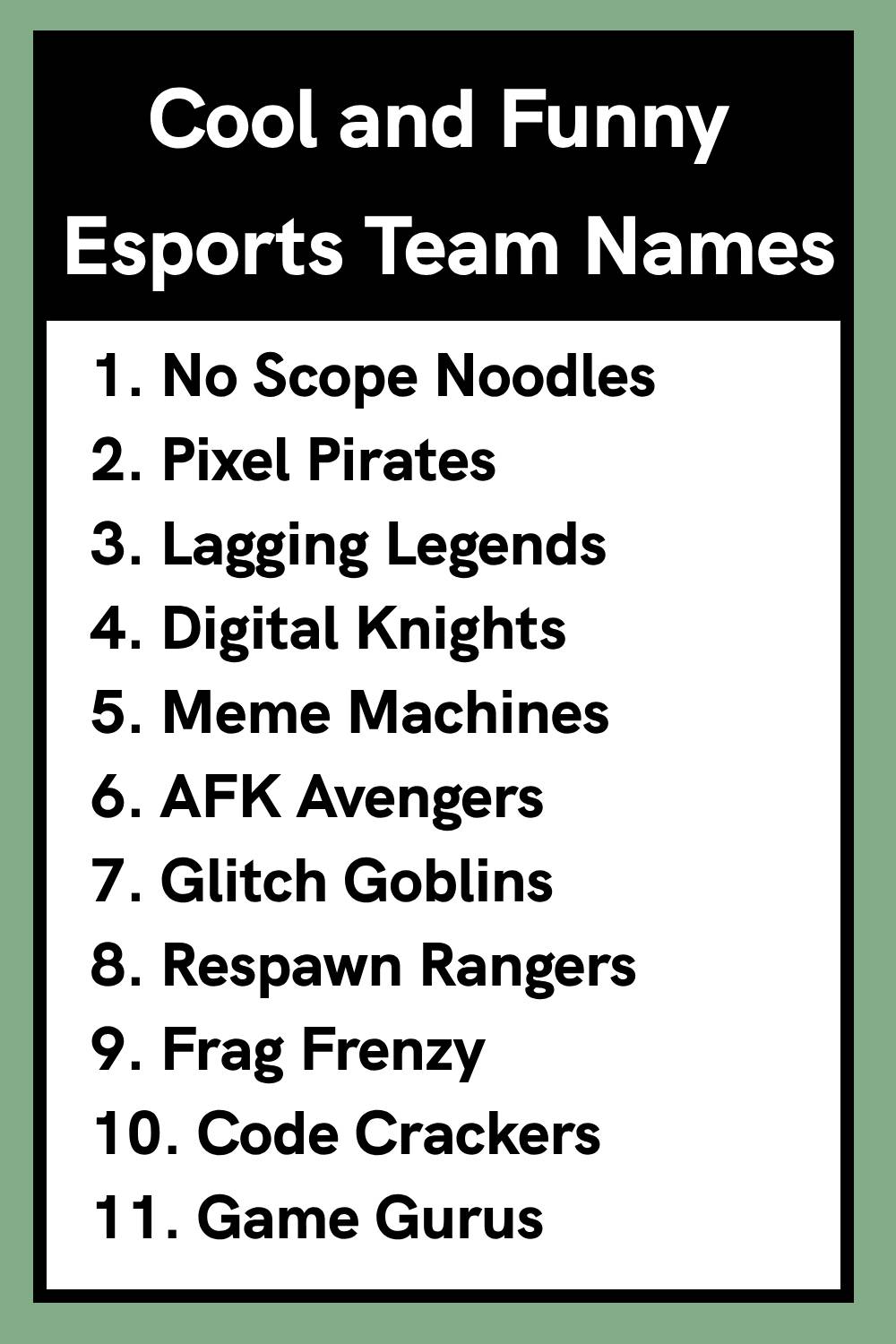 Cool and Funny Esports Team Names