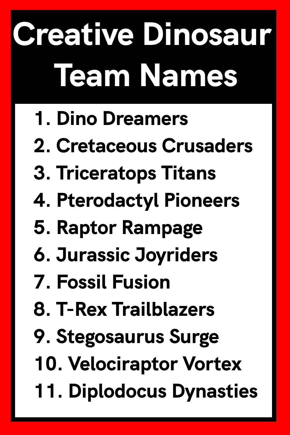 Creative Dinosaur Team Names