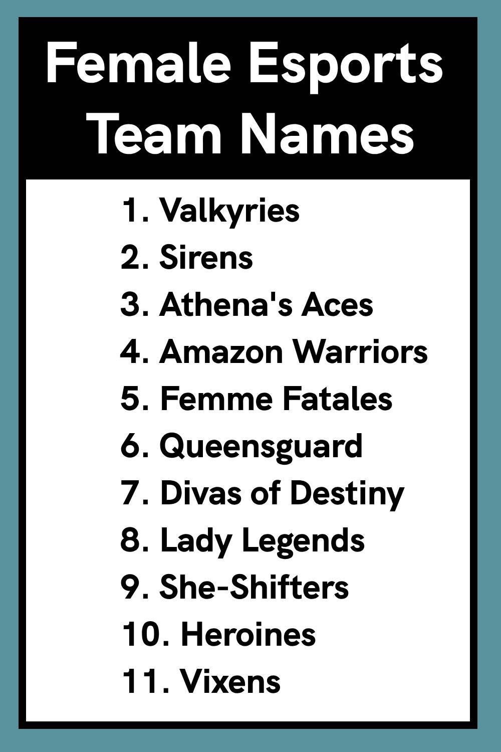 Female Esports Team Names