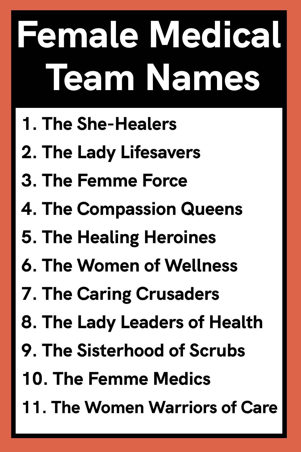 Female Medical Team Names