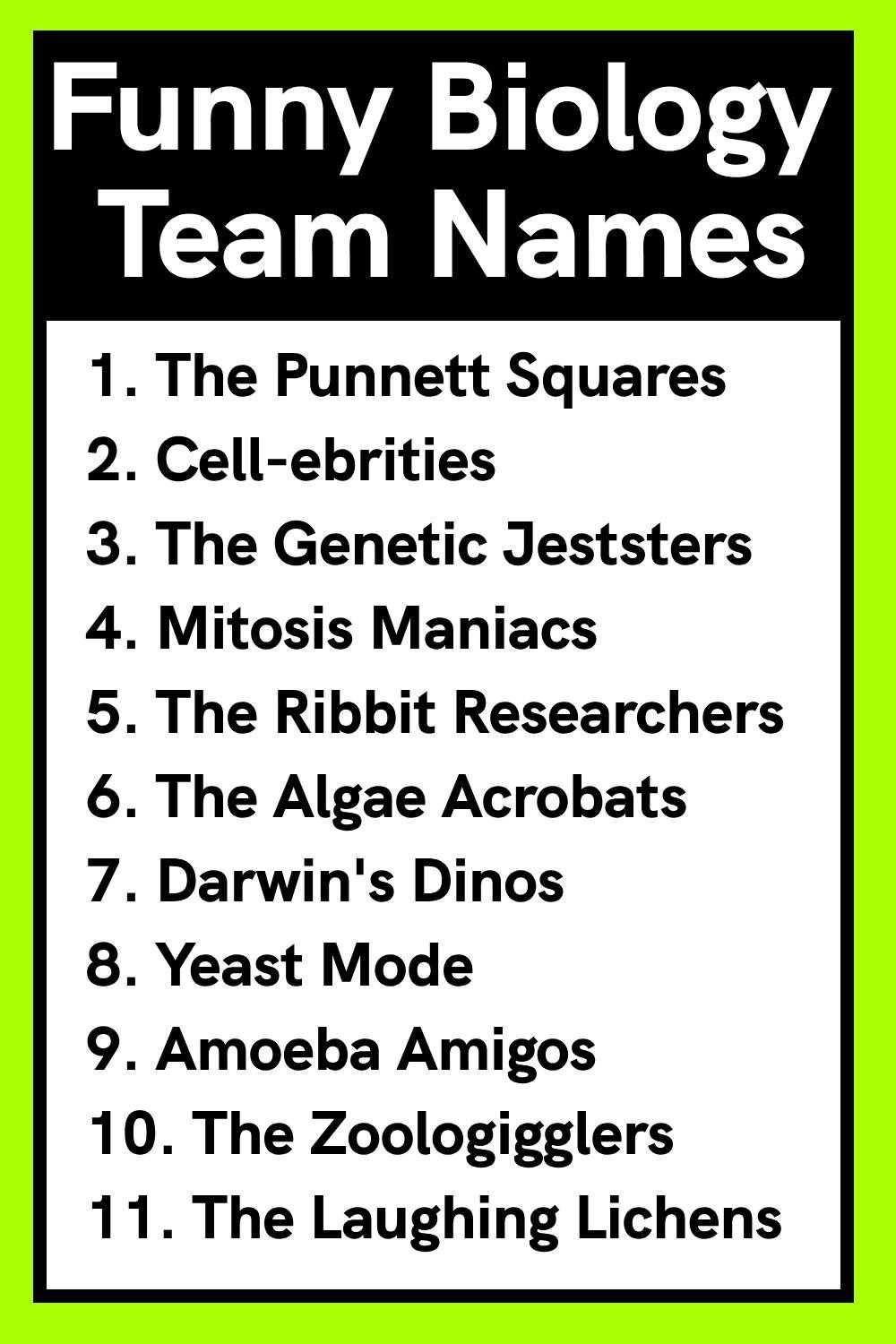 Funny Biology Team Names