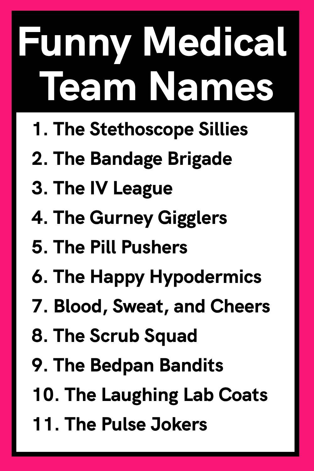 Funny Medical Team Names