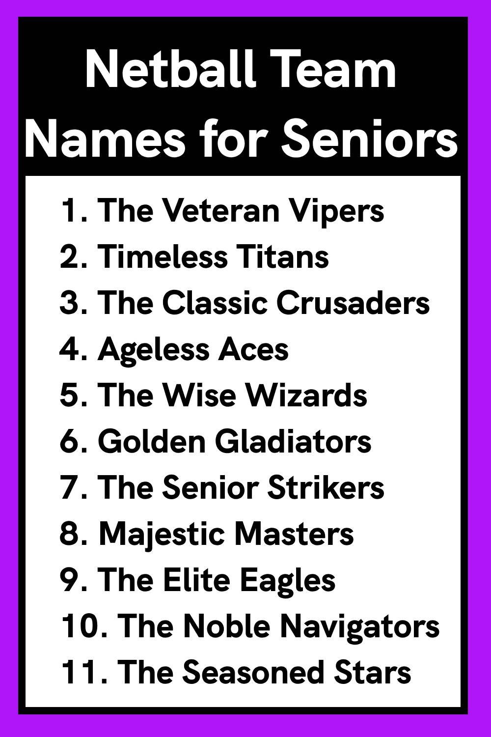 Netball Team Names for Seniors