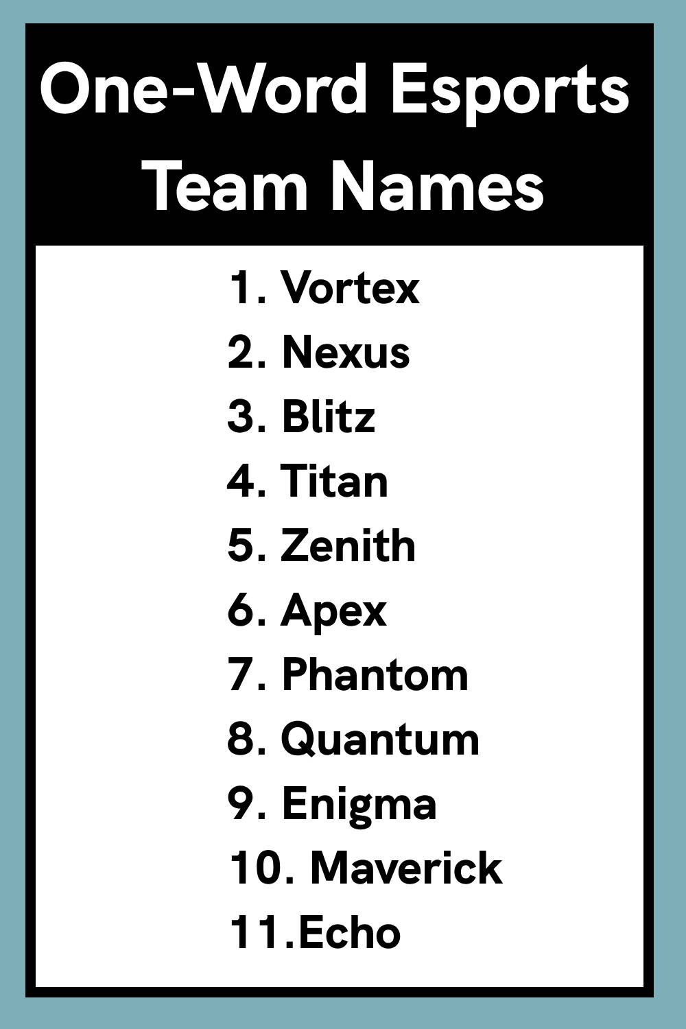 One-Word Esports Team Names