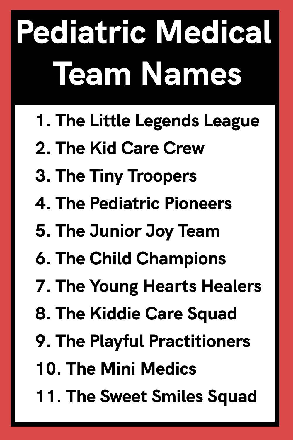 Pediatric Medical Team Names