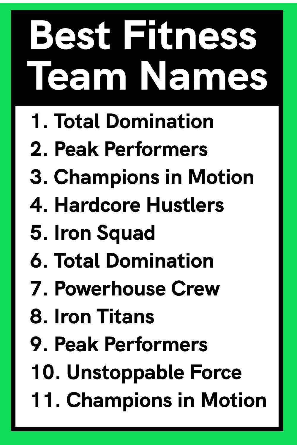 Best Fitness Team Names