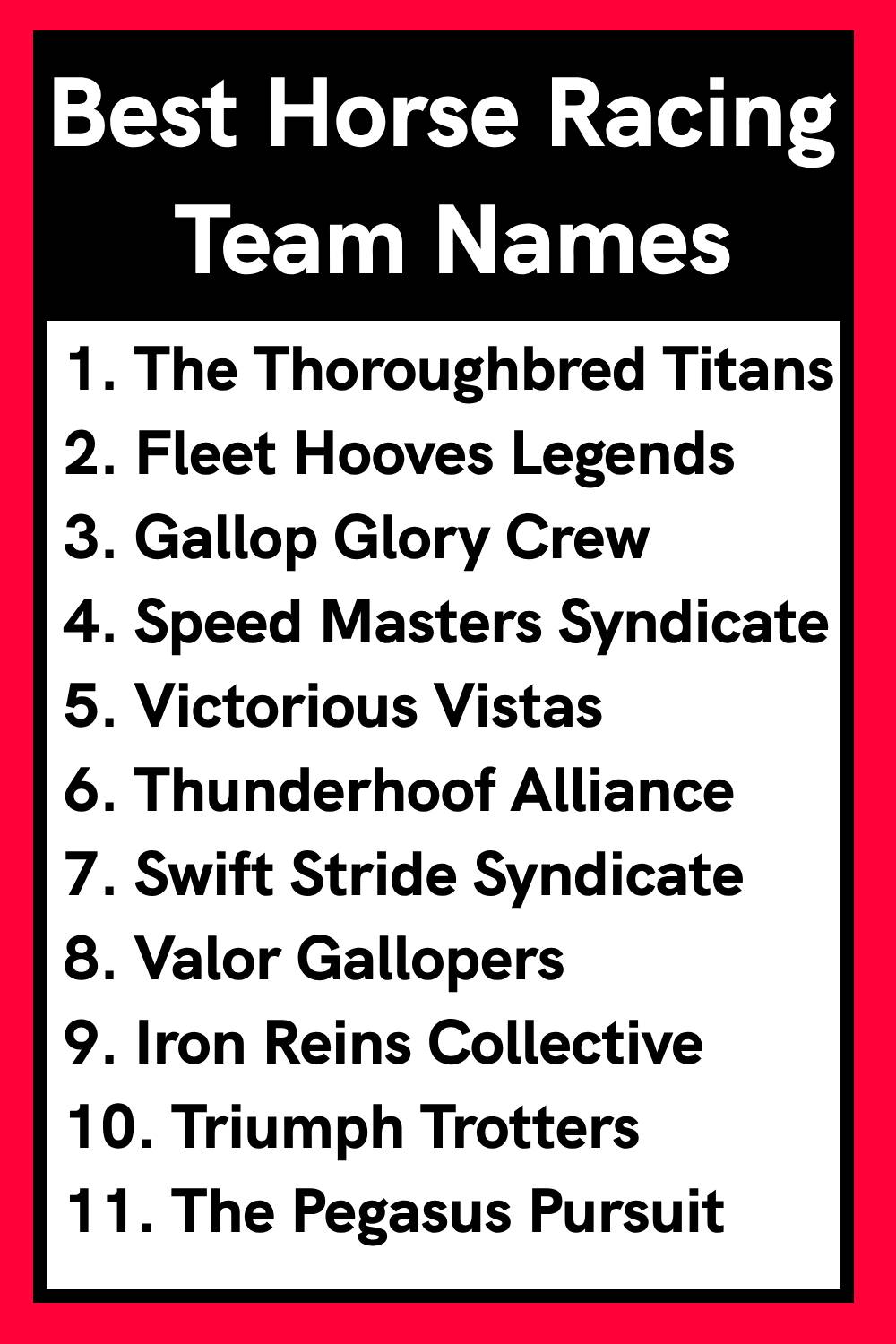 Best Horse Racing Team Names