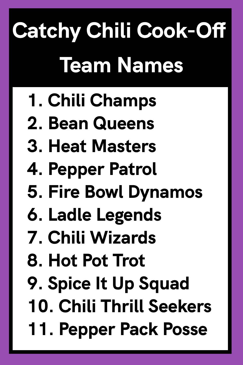 Catchy Chili Cook-Off Team Names