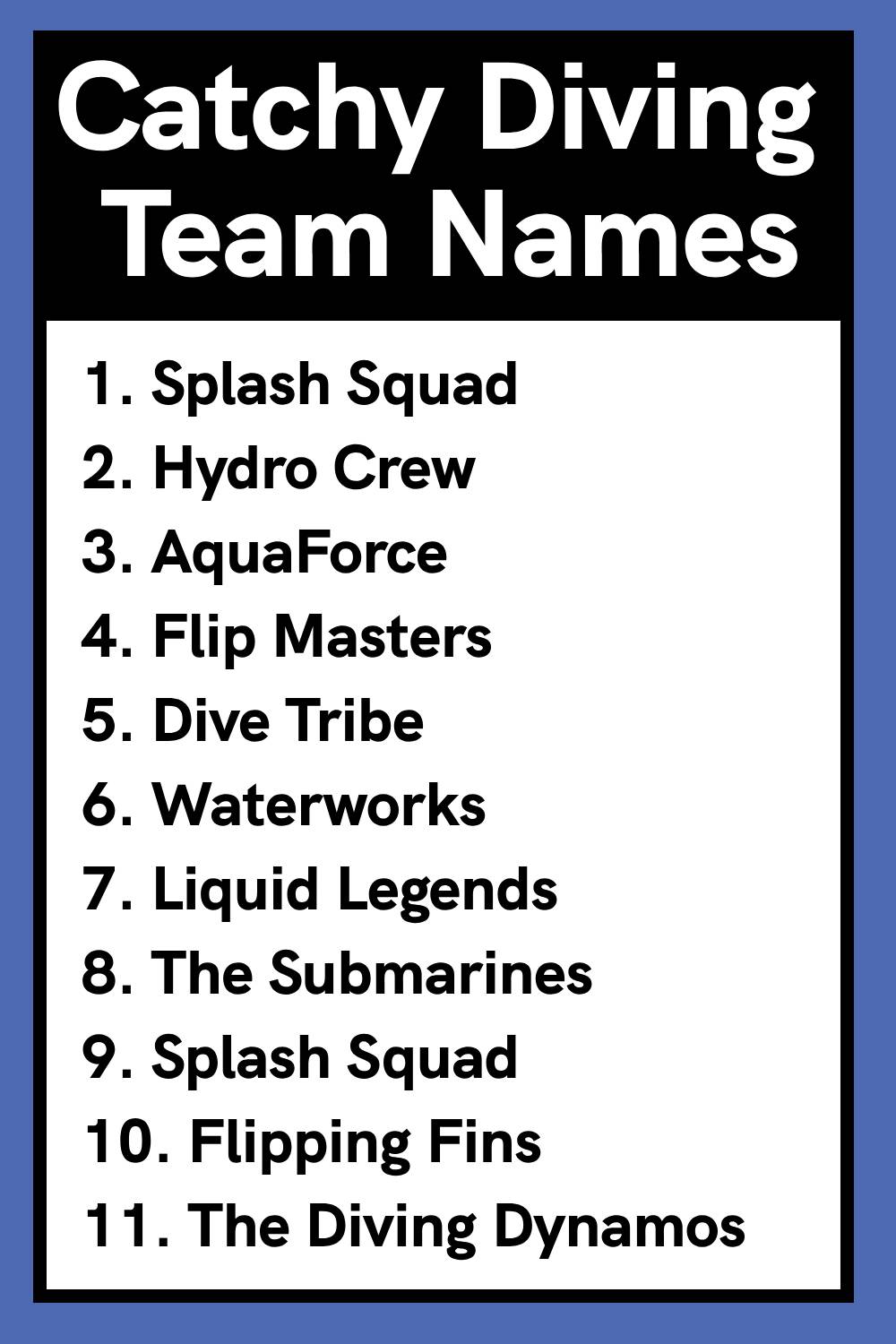 Catchy Diving Team Names