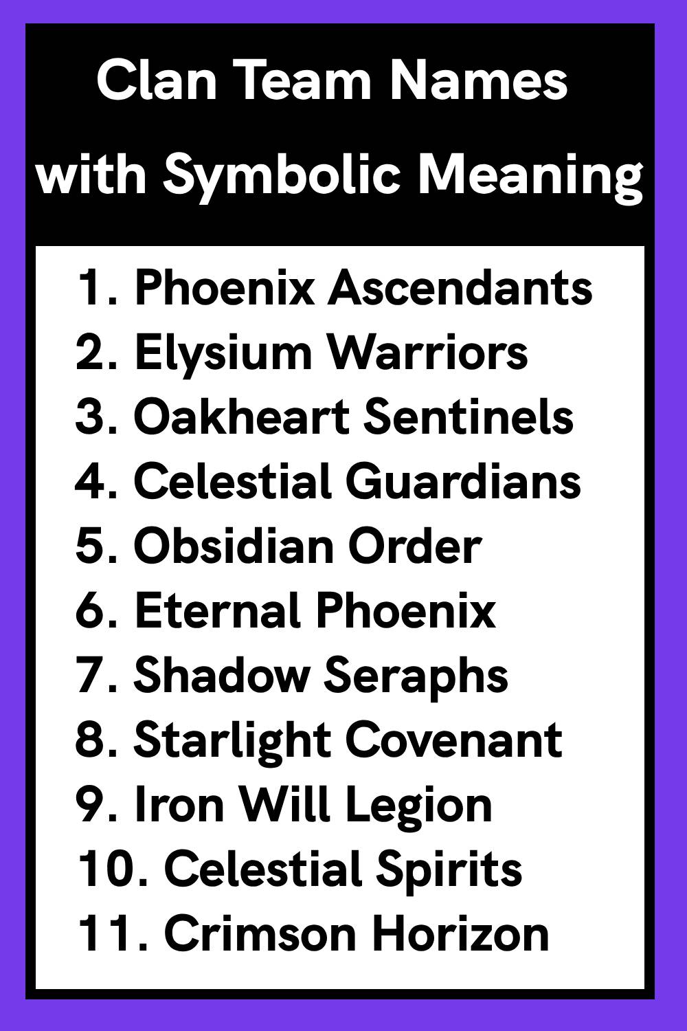 Clan Team Names with Symbolic Meaning