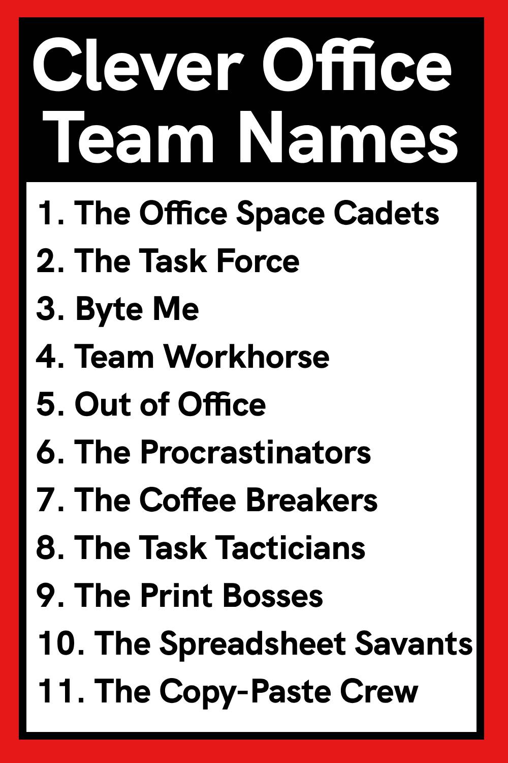 Clever Office Team Names