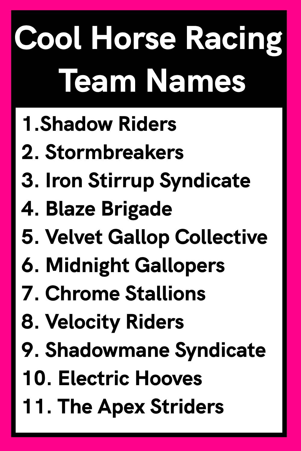 Cool Horse Racing Team Names