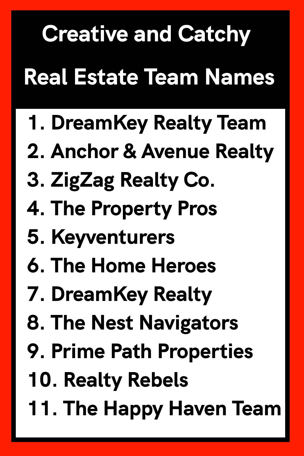 Creative and Catchy Real Estate Team Names