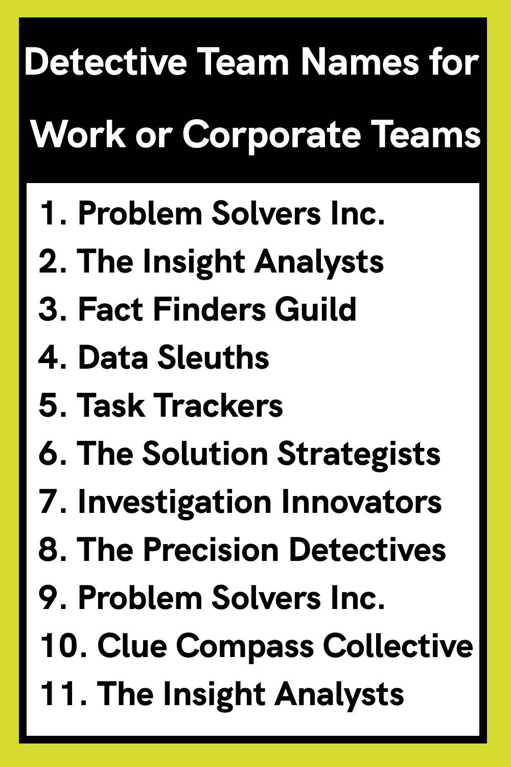 Detective Team Names for Work or Corporate Teams