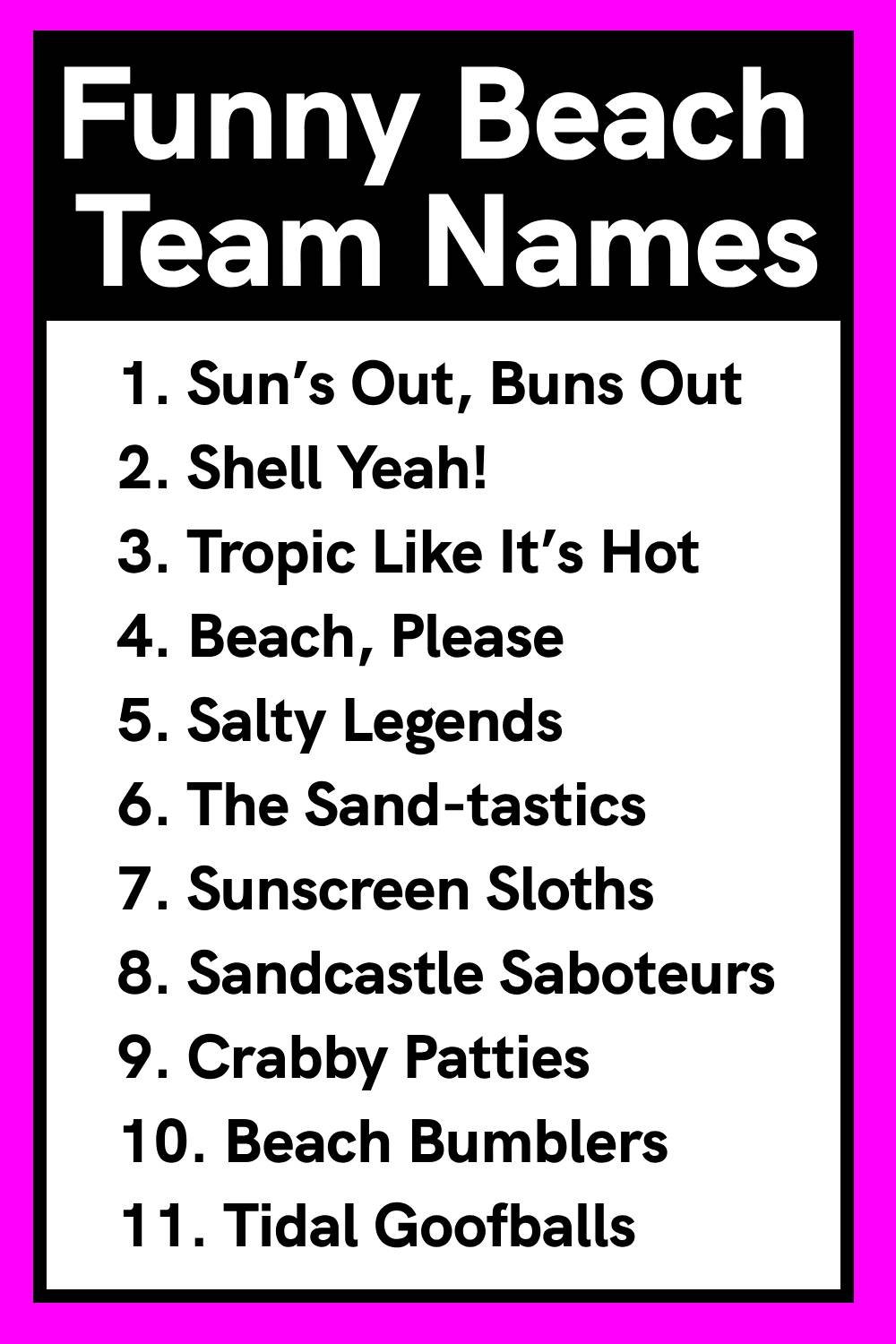 Funny Beach Team Names