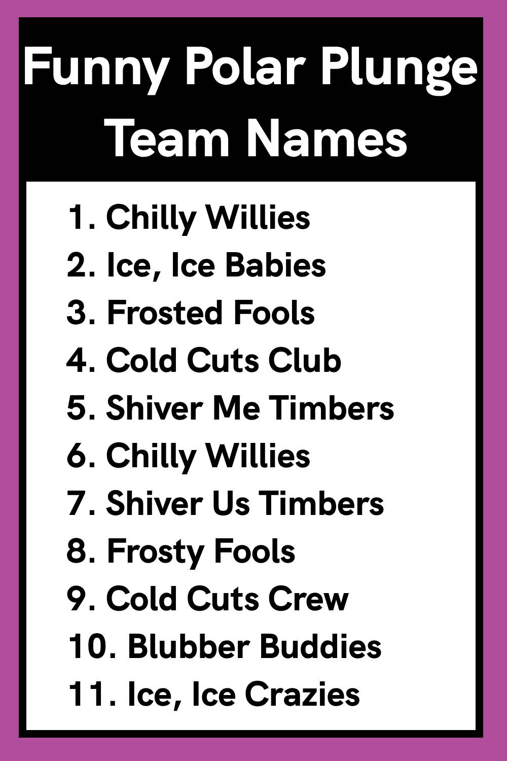 Funny Polar Plunge Team Names