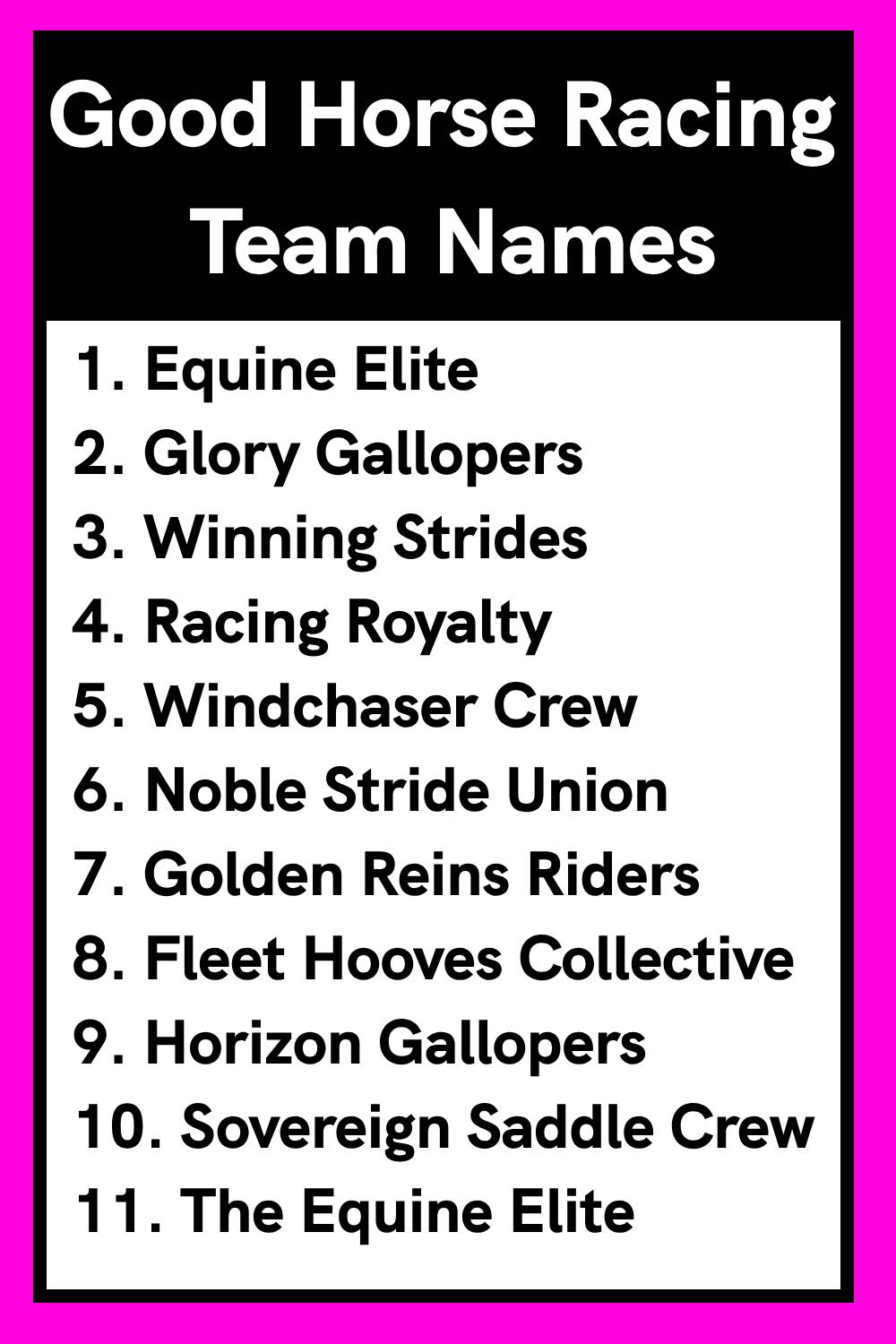 Good Horse Racing Team Names