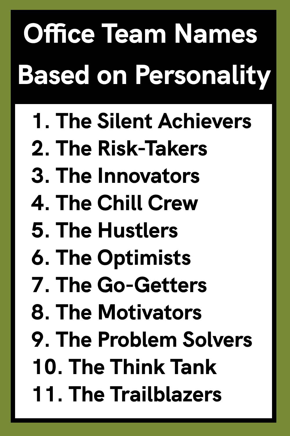 Office Team Names Based on Personality