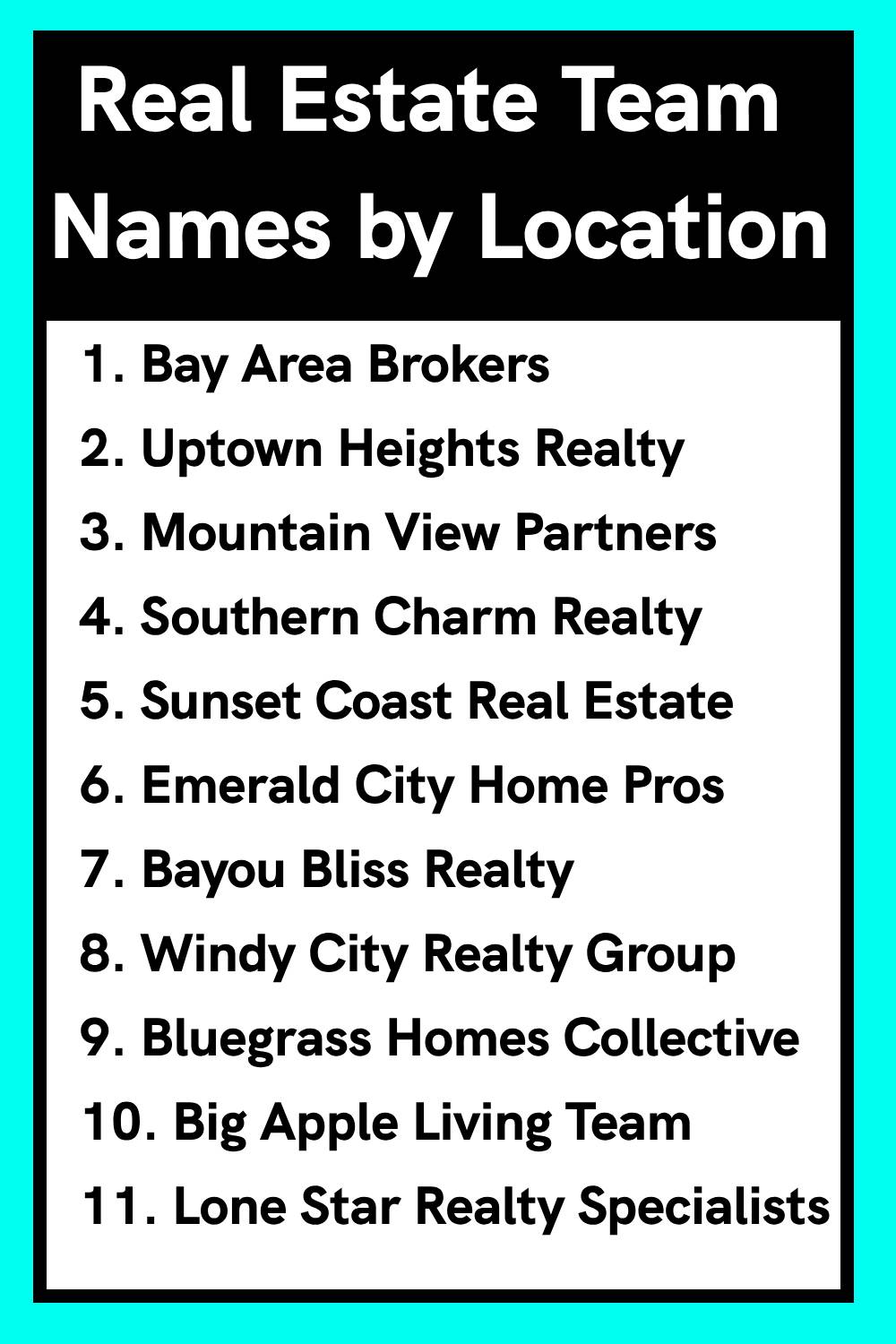 Real Estate Team Names by Location