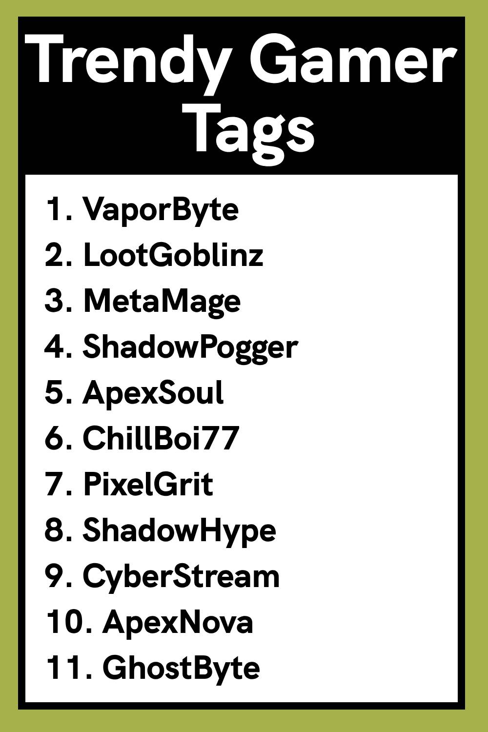 Trendy Gamer Tags