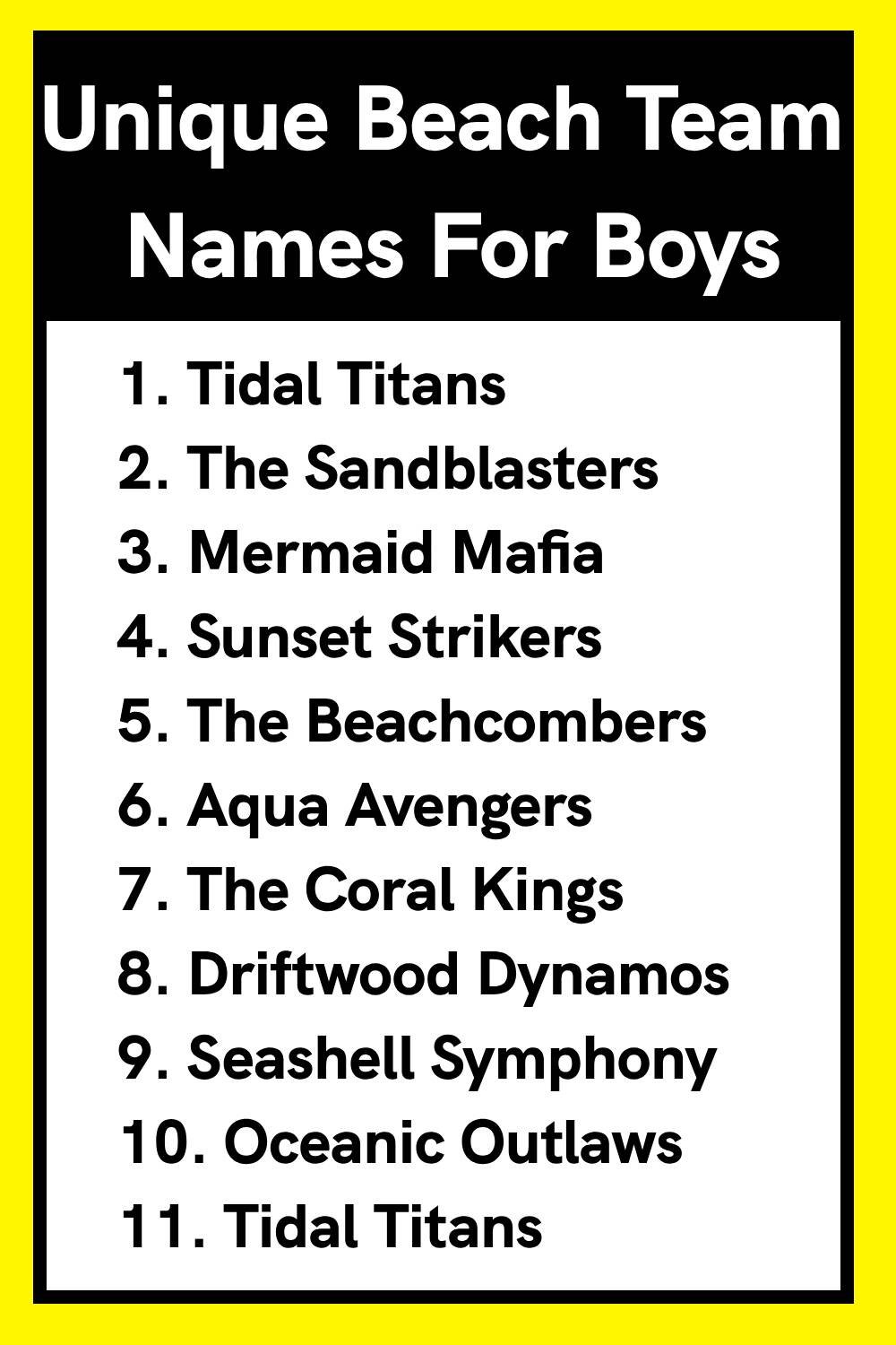 Unique Beach Team Names For Boys
