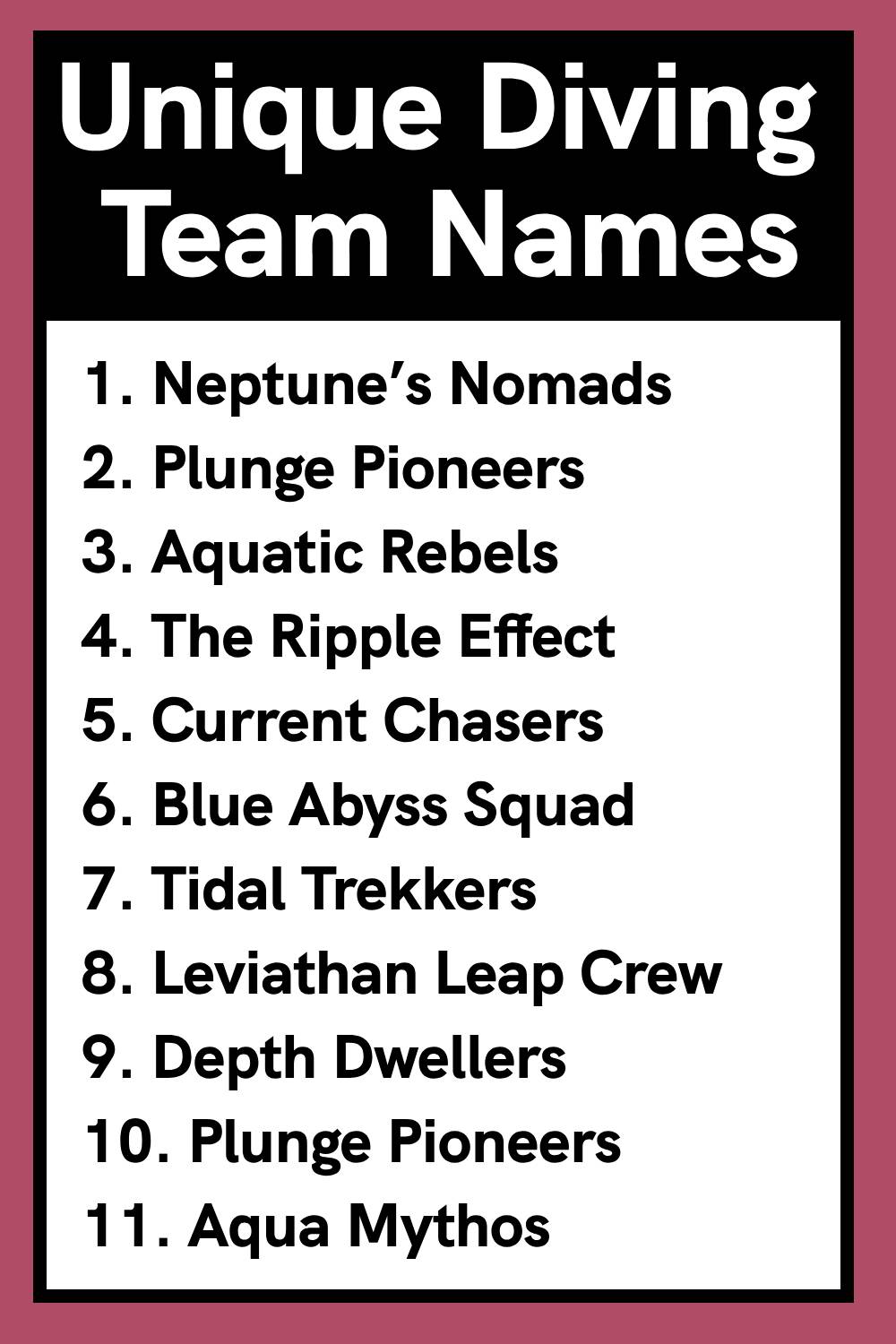 Unique Diving Team Names