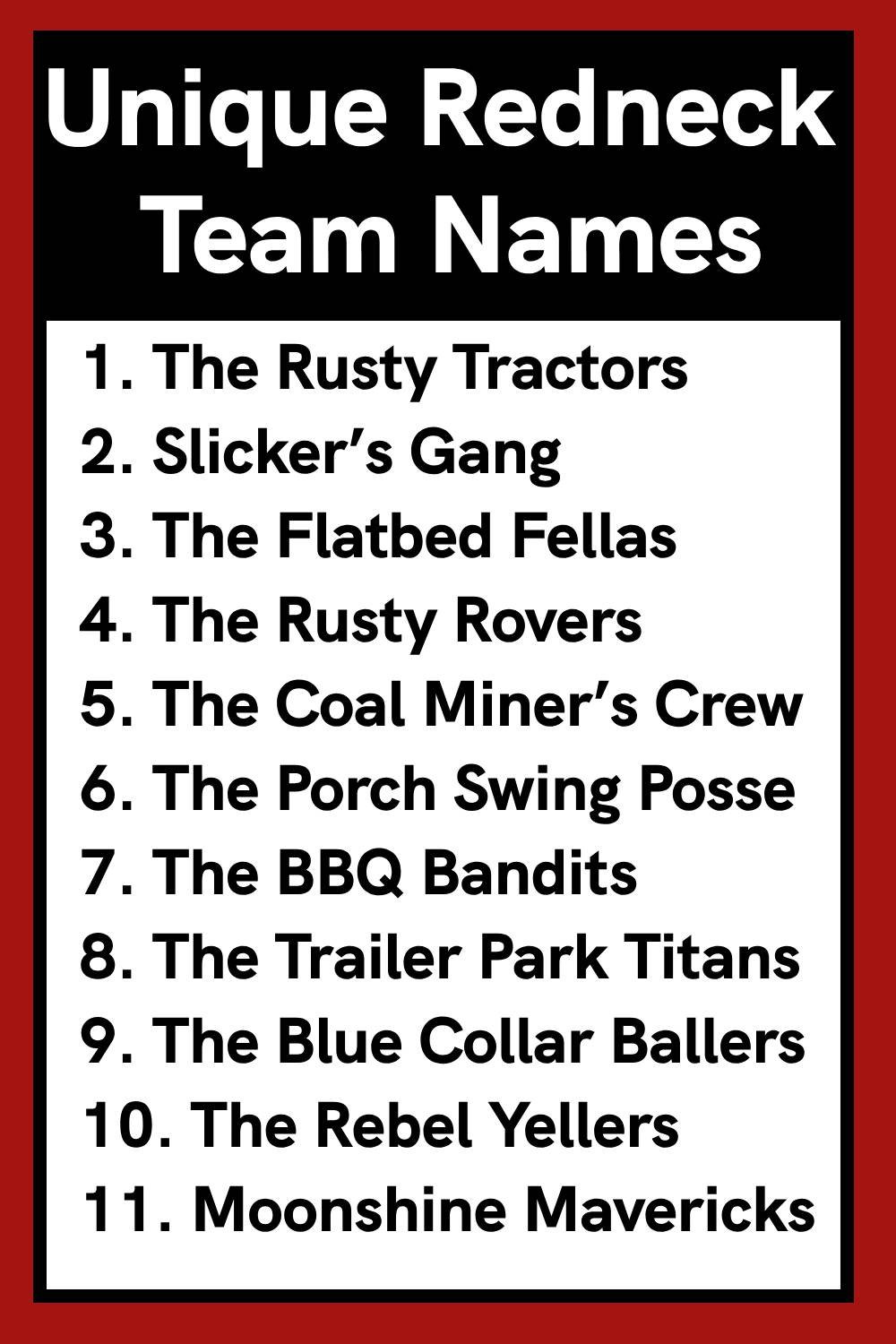 Unique Redneck Team Names