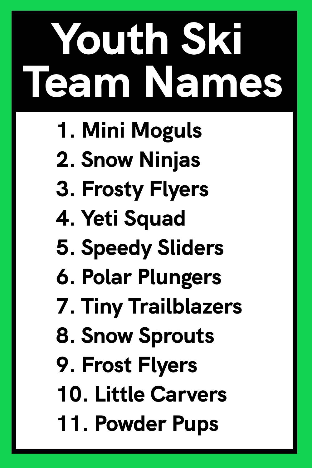 Youth Ski Team Names