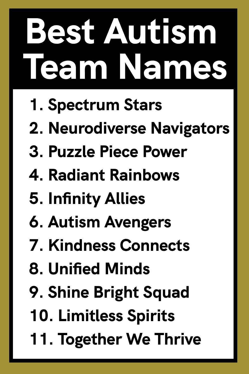 Best Autism Team Names