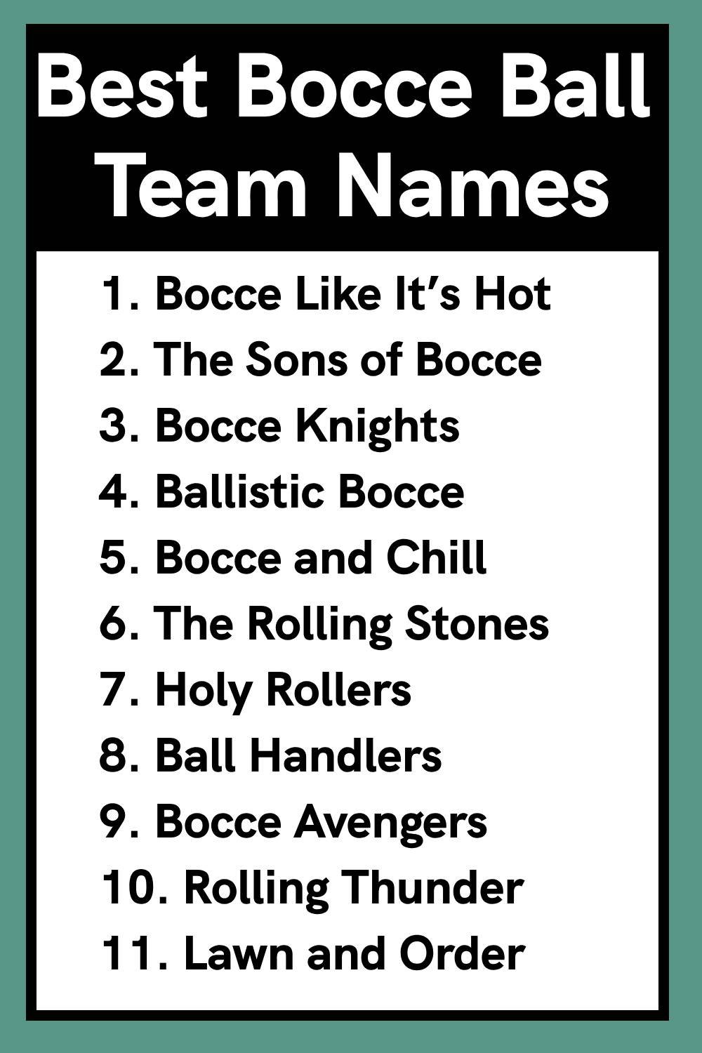 Best Bocce Ball Team Names
