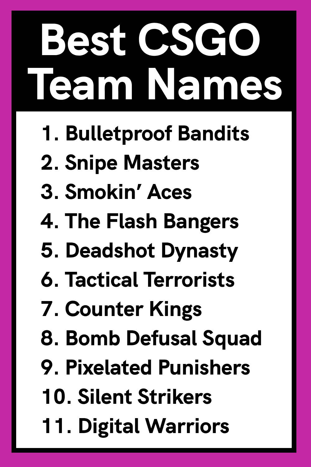 Cool CSGO Team Names