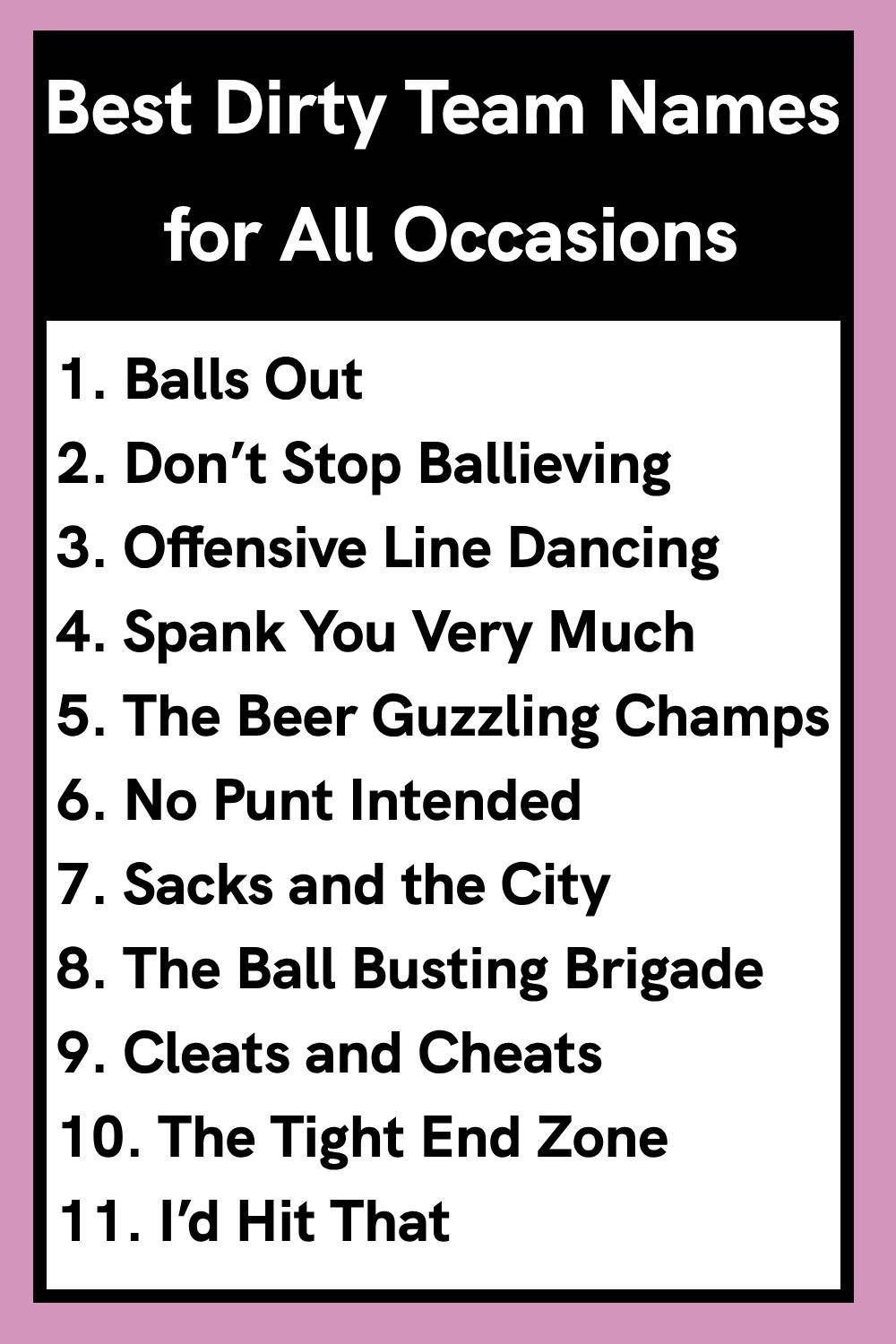 Best Dirty Team Names for All Occasions