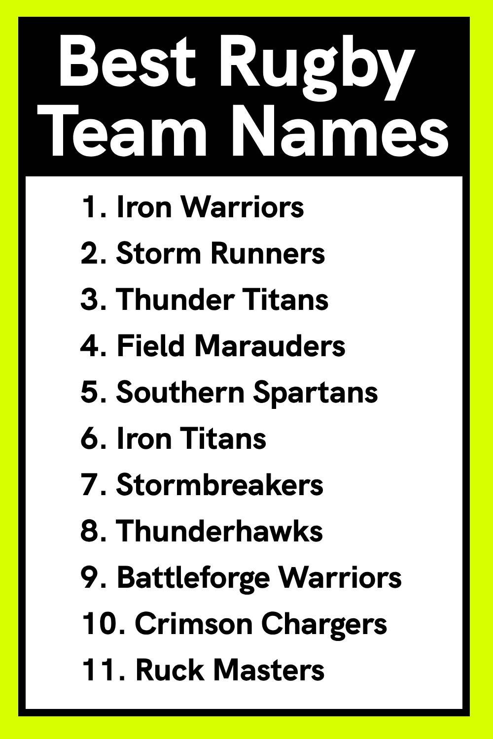Best Rugby Team Names