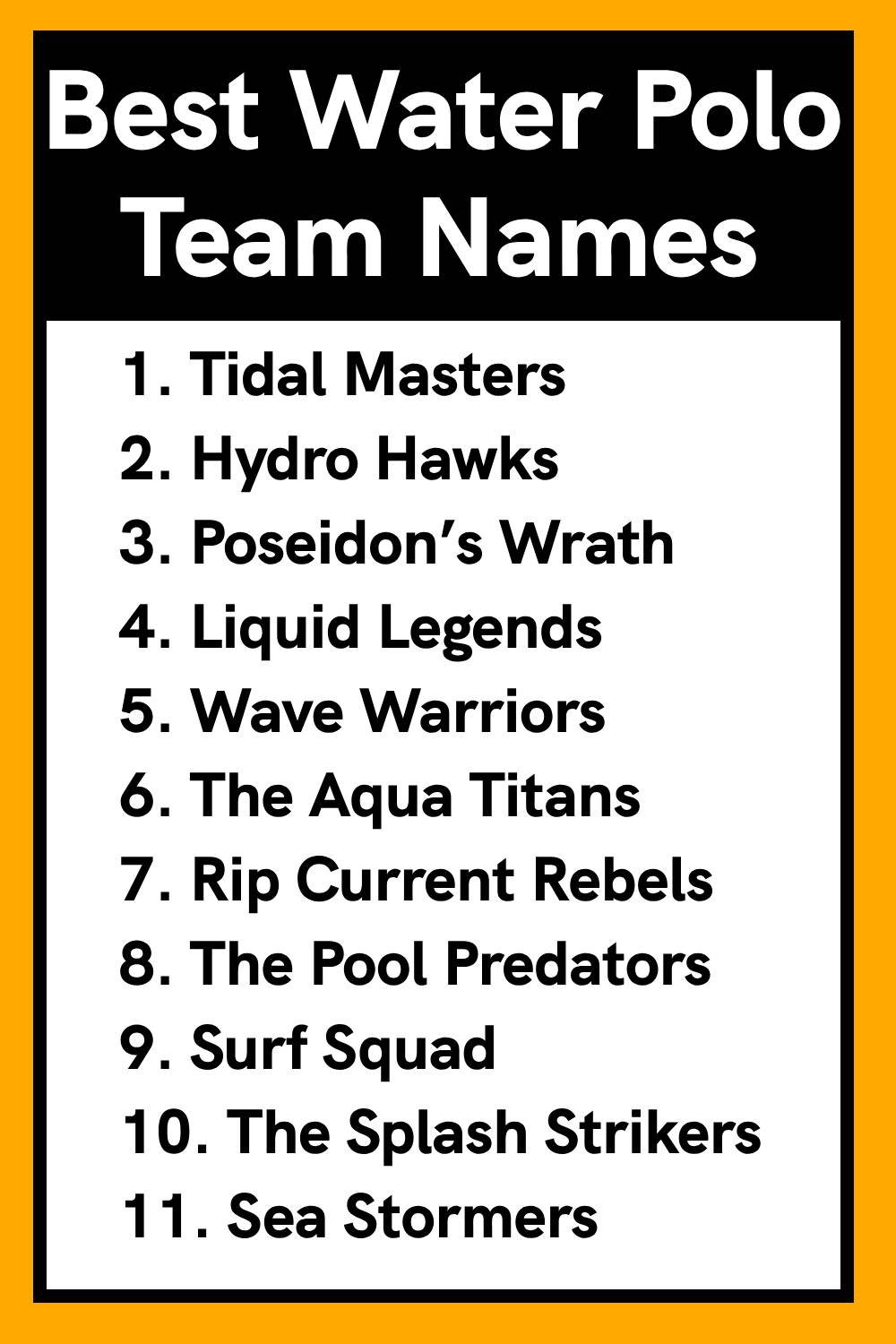 Best Water Polo Team Names