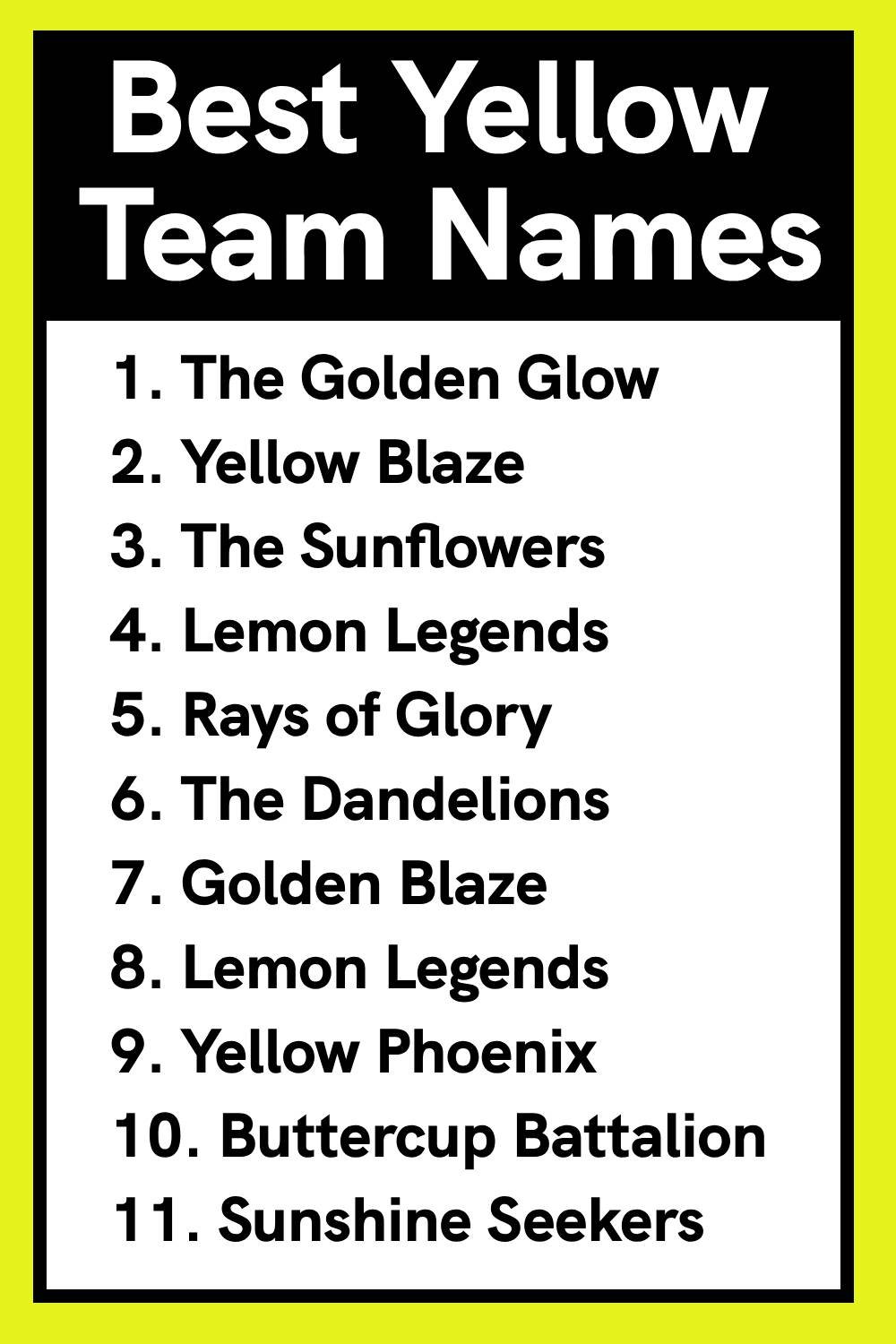 Best Yellow Team Names