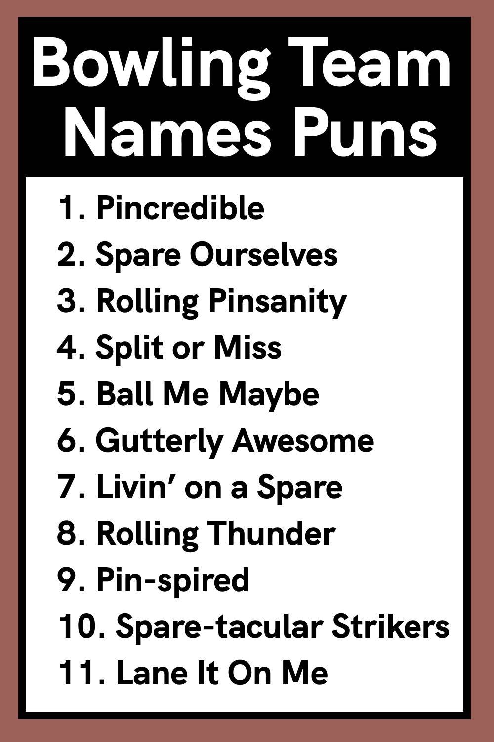 Bowling Team Names Puns