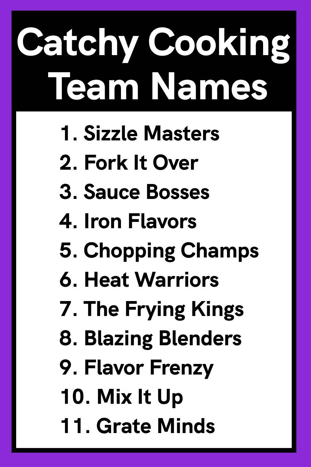 Catchy Cooking Team Names