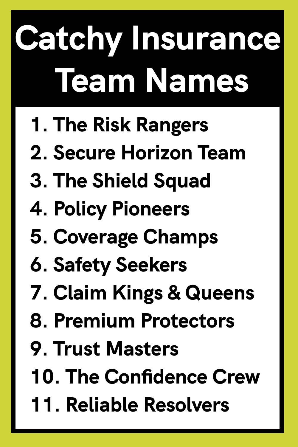 Catchy Insurance Team Names