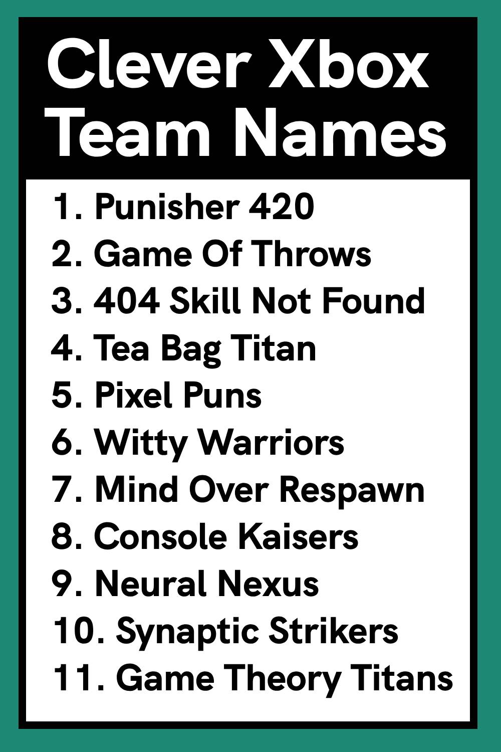 Clever Xbox Team Names