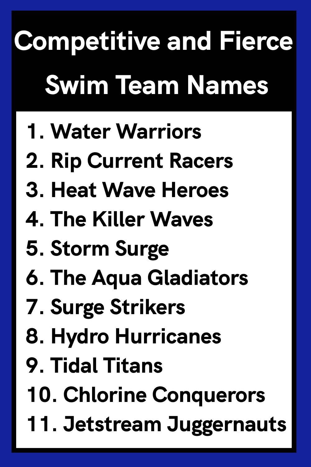 Competitive and Fierce Swim Team Names