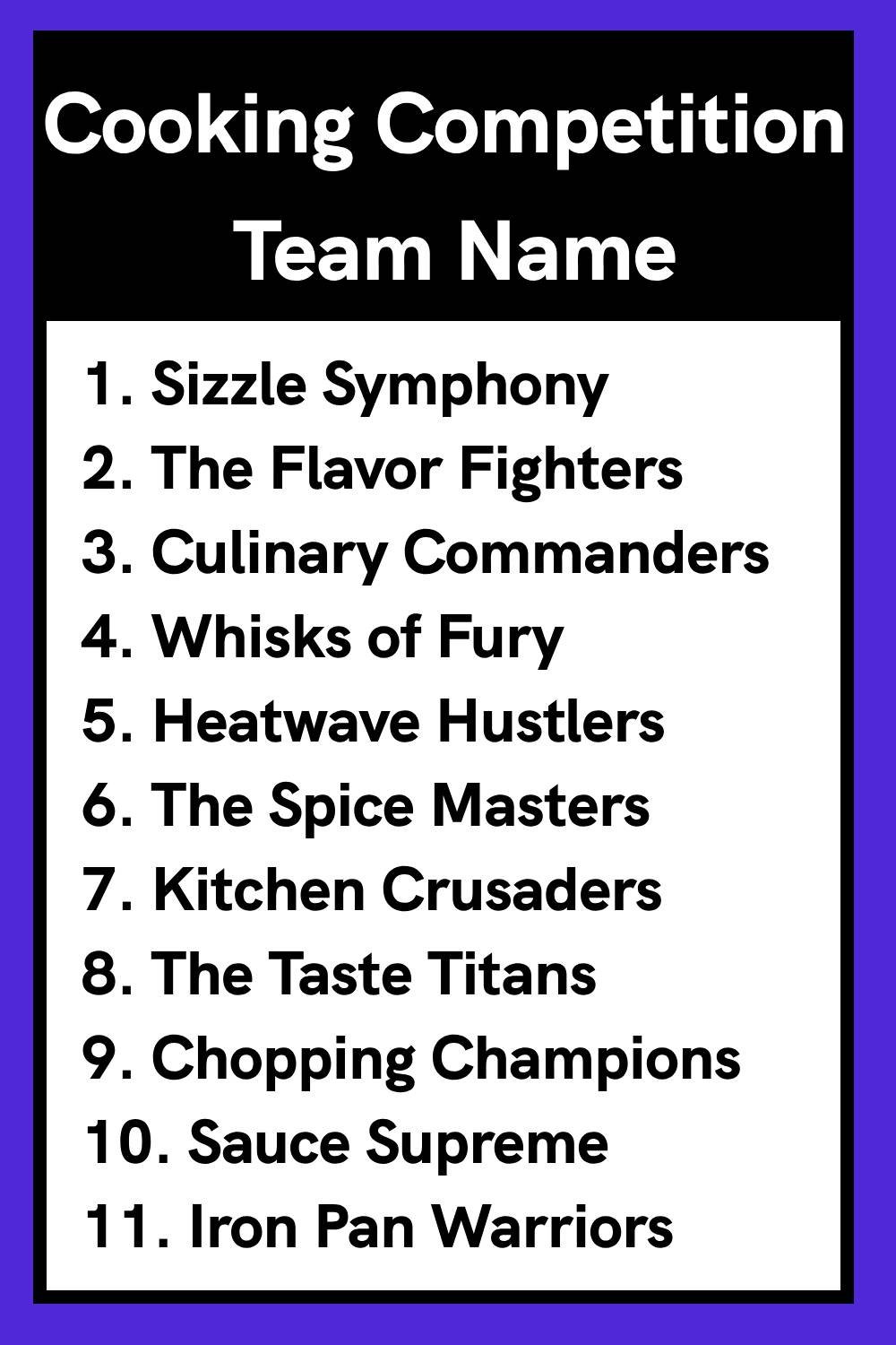 Cooking Competition Team Name