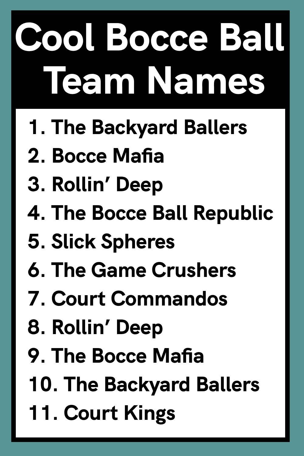 Cool Bocce Ball Team Names