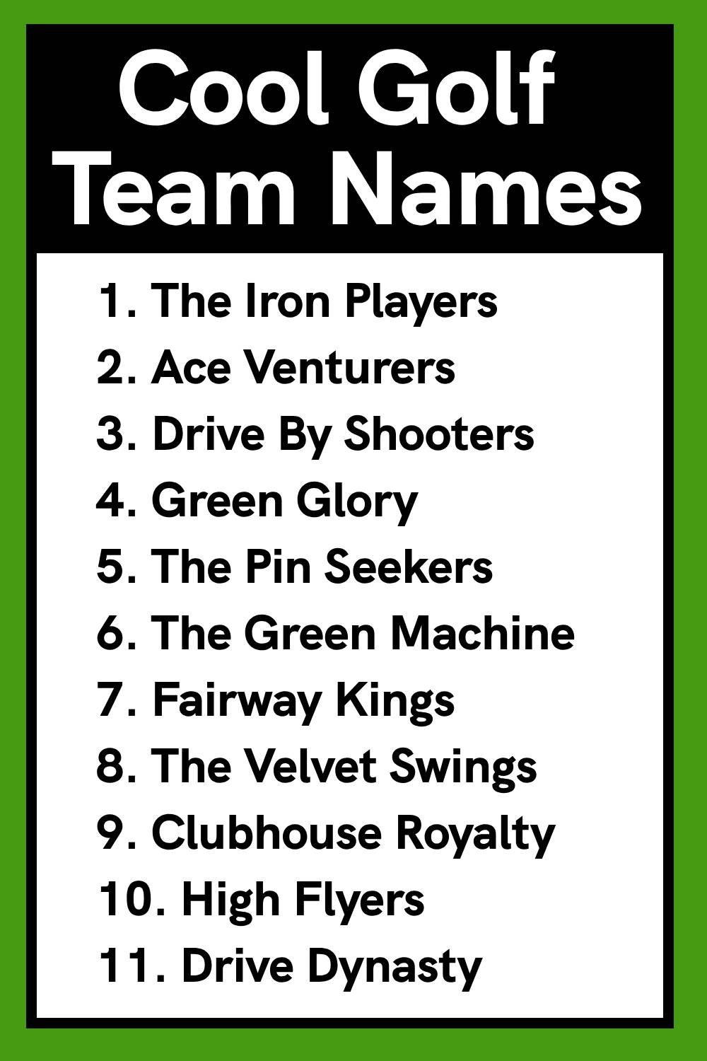 Cool Golf Team Names