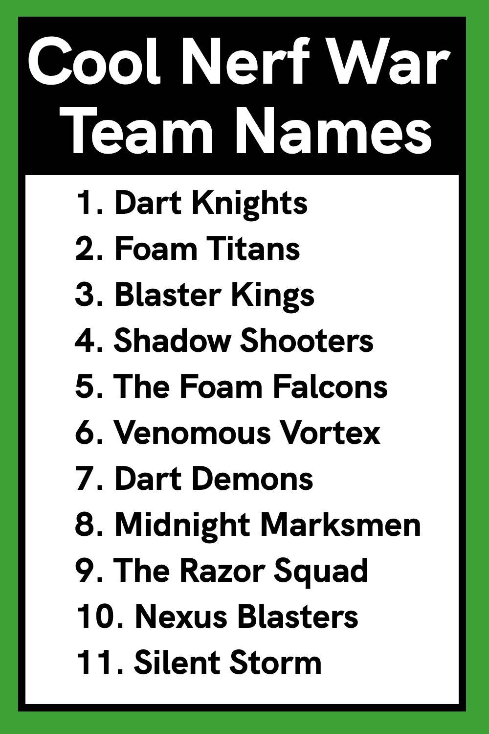 Cool Nerf War Team Names