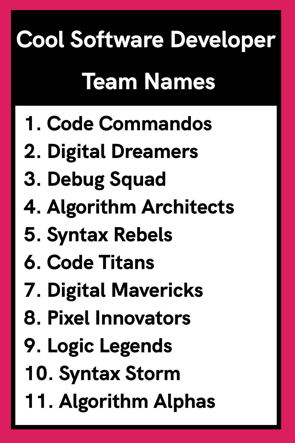 Cool Software Developer Team Names