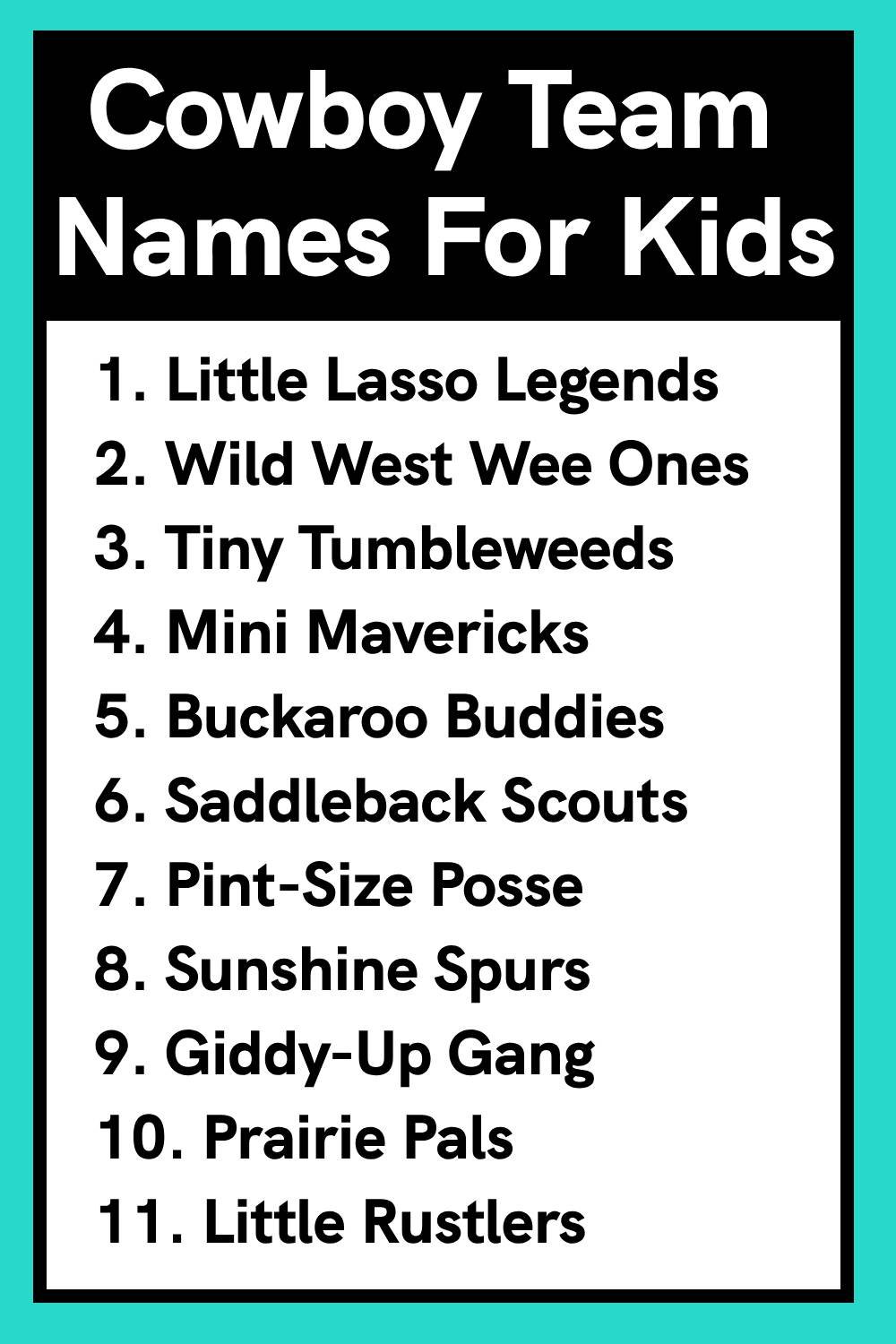 Cowboy Team Names For Kids