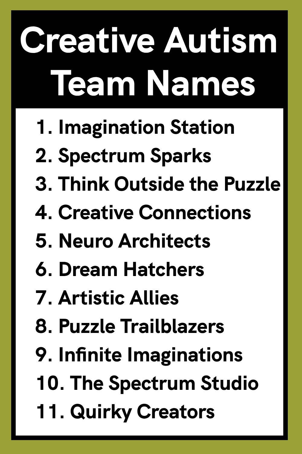 Creative Autism Team Names