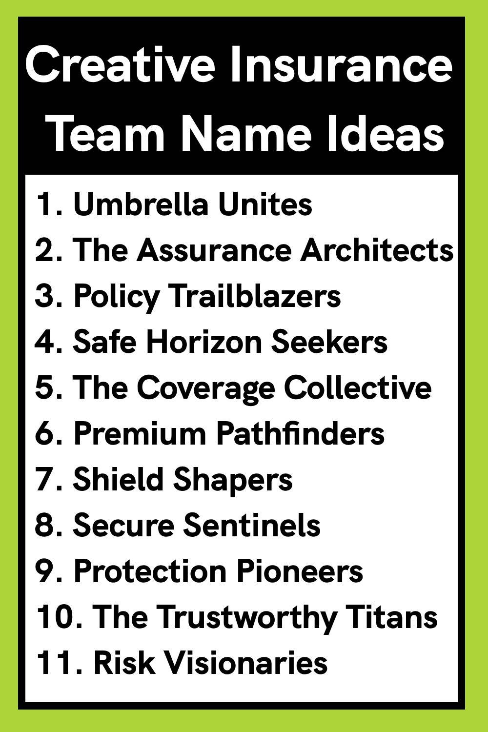 Creative Insurance Team Name Ideas